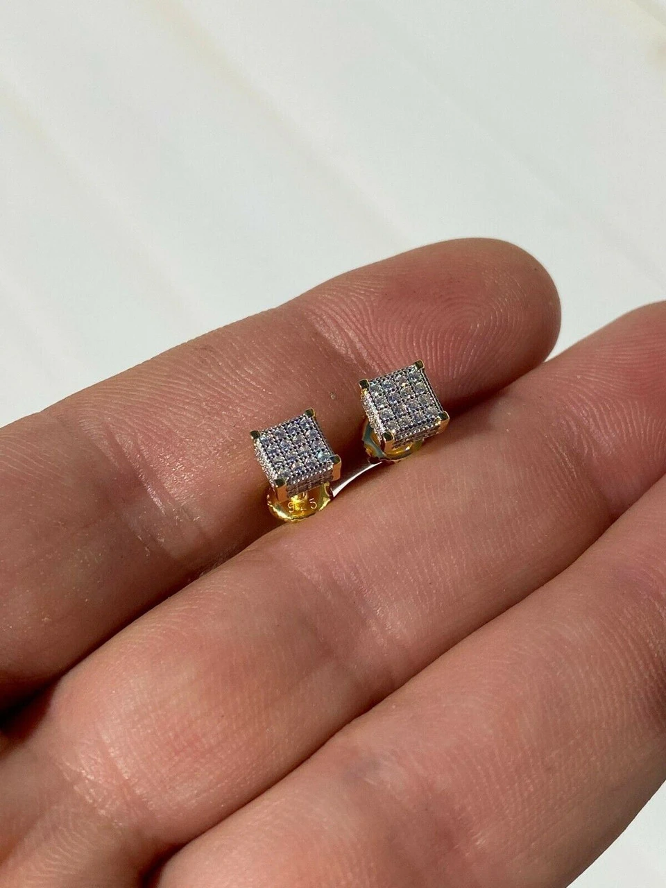 Real Moissanite 14k Gold Vermeil Iced Hip Hop Earrings Stud Pass Diamond Tester 7 Real Moissanite 14k Gold Vermeil Iced Hip Hop Earrings Stud Pass Diamond Tester - Image 5