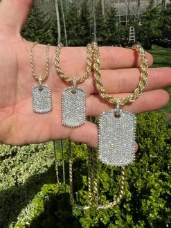 Real MOISSANITE 14k Gold Vermeil Silver Dog Tag Iced Hip Hop Pendant Necklace 16 Real MOISSANITE 14k Gold Vermeil Silver Dog Tag Iced Hip Hop Pendant Necklace -Harlem Bling Shop harlembling real moissanite 14k gold vermeil silver dog tag iced hip hop pendant necklace 11637.1664361568