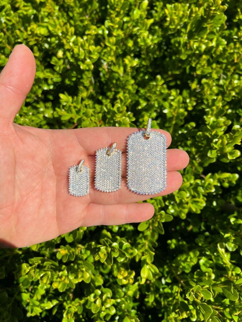 Real MOISSANITE 14k Gold Vermeil Silver Dog Tag Iced Hip Hop Pendant Necklace 11 Real MOISSANITE 14k Gold Vermeil Silver Dog Tag Iced Hip Hop Pendant Necklace - Image 9