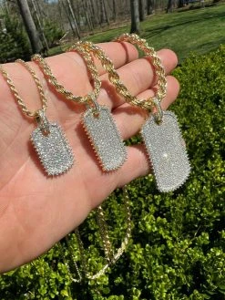 Real MOISSANITE 14k Gold Vermeil Silver Dog Tag Iced Hip Hop Pendant Necklace 18 Real MOISSANITE 14k Gold Vermeil Silver Dog Tag Iced Hip Hop Pendant Necklace -Harlem Bling Shop harlembling real moissanite 14k gold vermeil silver dog tag iced hip hop pendant necklace 58882.1664361787