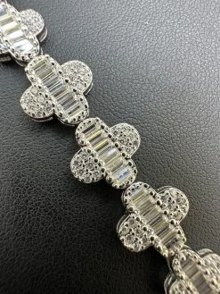 Real MOISSANITE 925 Silver 12mm Iced Baguette Clover Graduated Tennis Bracelet 28 Real MOISSANITE 925 Silver 12mm Iced Baguette Clover Graduated Tennis Bracelet -Harlem Bling Shop harlembling real moissanite 925 silver 12mm iced baguette clover graduated tennis bracelet 52711.1697597191
