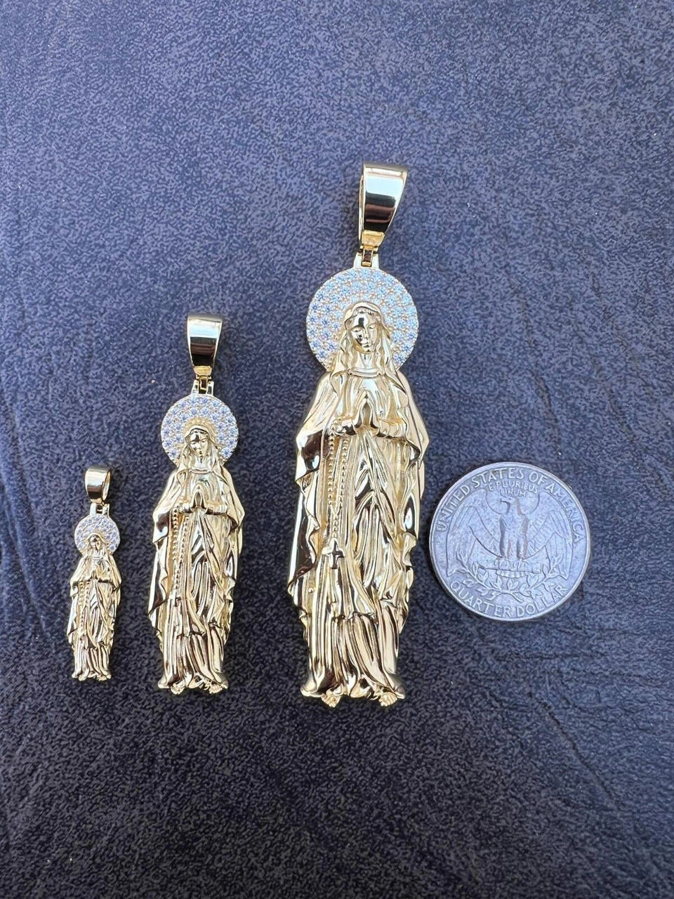 Real MOISSANITE 925 Silver 14k Gold Plated Virgin Mary Pendant Iced Necklace 10 Real MOISSANITE 925 Silver 14k Gold Plated Virgin Mary Pendant Iced Necklace - Image 8