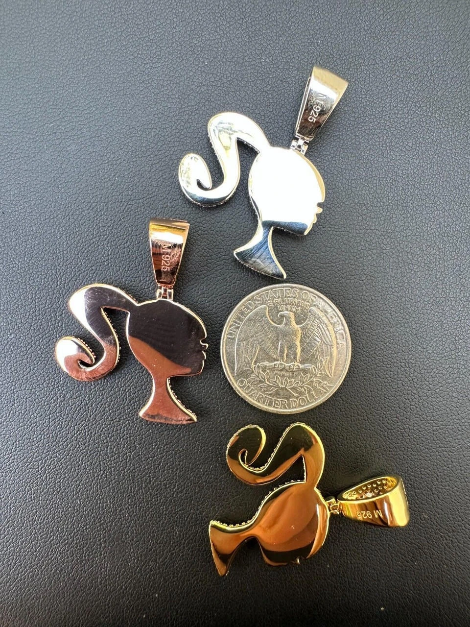 Real MOISSANITE 925 Silver Barbie Doll Pendant Necklace 14k Gold Plated Iced 11 Real MOISSANITE 925 Silver Barbie Doll Pendant Necklace 14k Gold Plated Iced - Image 9