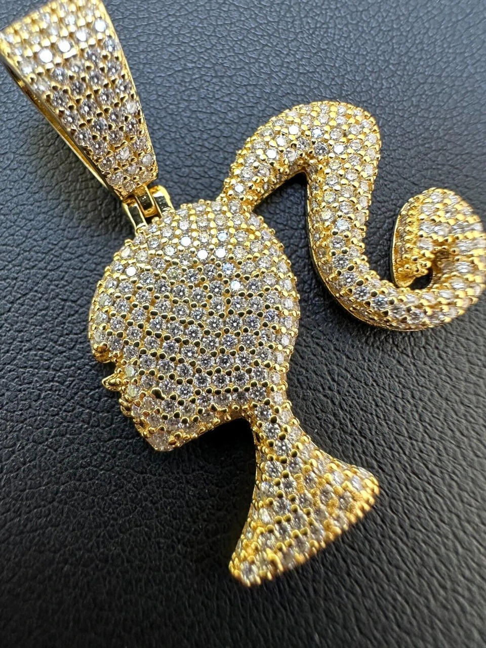 Real MOISSANITE 925 Silver Barbie Doll Pendant Necklace 14k Gold Plated Iced 7 Real MOISSANITE 925 Silver Barbie Doll Pendant Necklace 14k Gold Plated Iced - Image 5