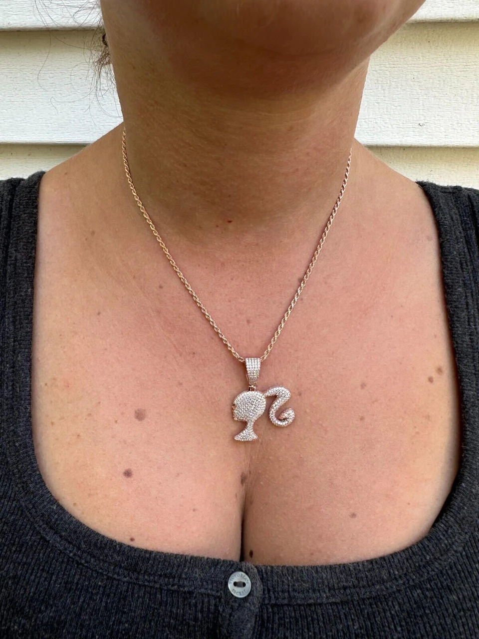 Real MOISSANITE 925 Silver Barbie Doll Pendant Necklace 14k Gold Plated Iced 8 Real MOISSANITE 925 Silver Barbie Doll Pendant Necklace 14k Gold Plated Iced - Image 6