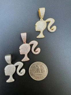 Real MOISSANITE 925 Silver Barbie Doll Pendant Necklace 14k Gold Plated Iced 40 Real MOISSANITE 925 Silver Barbie Doll Pendant Necklace 14k Gold Plated Iced -Harlem Bling Shop harlembling real moissanite 925 silver barbie doll pendant necklace 14k gold plated iced 74750.1692406037