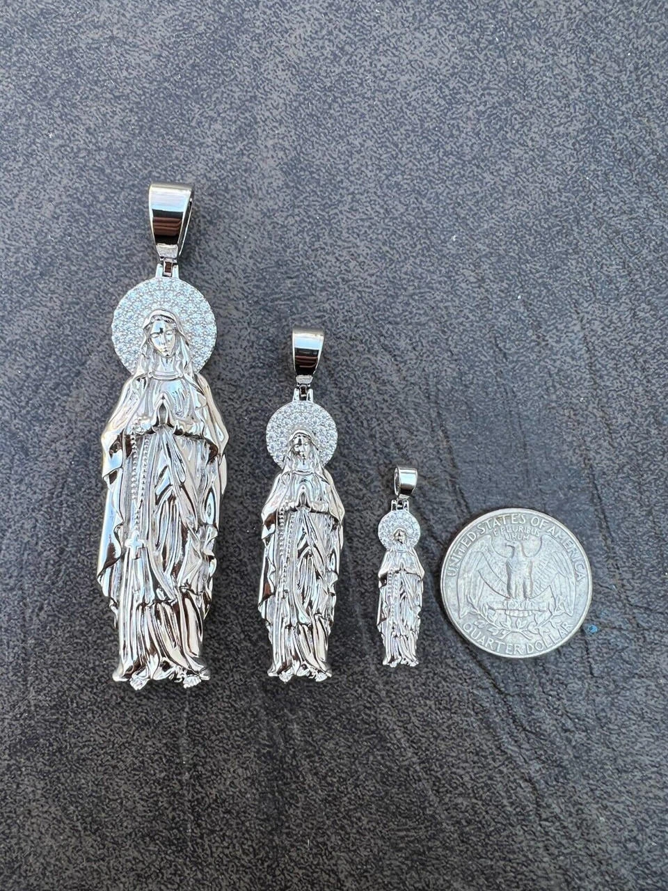 Real MOISSANITE 925 Silver Virgin Mary Guadalupe Pendant Iced Necklace - 3 Sizes 8 Real MOISSANITE 925 Silver Virgin Mary Guadalupe Pendant Iced Necklace - 3 Sizes - Image 6