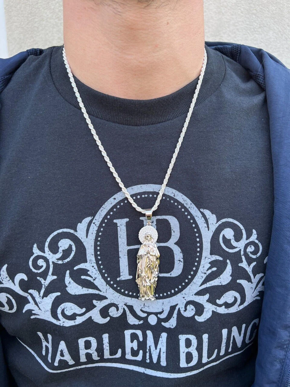 Real MOISSANITE 925 Silver Virgin Mary Guadalupe Pendant Iced Necklace - 3 Sizes 17 Real MOISSANITE 925 Silver Virgin Mary Guadalupe Pendant Iced Necklace - 3 Sizes - Image 15