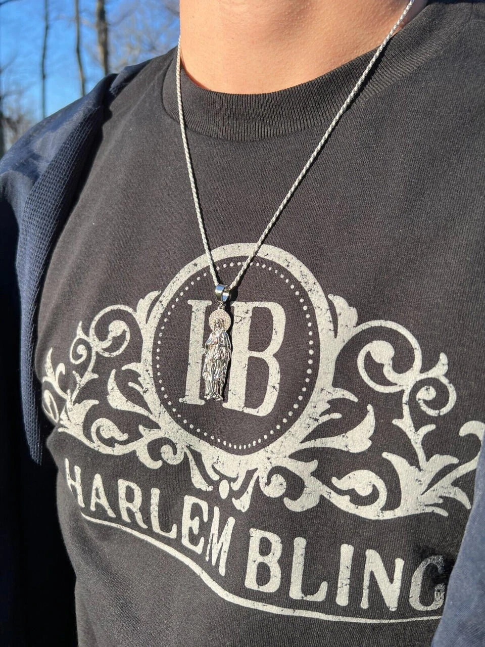 Real MOISSANITE 925 Silver Virgin Mary Guadalupe Pendant Iced Necklace - 3 Sizes 4 Real MOISSANITE 925 Silver Virgin Mary Guadalupe Pendant Iced Necklace - 3 Sizes - Image 2