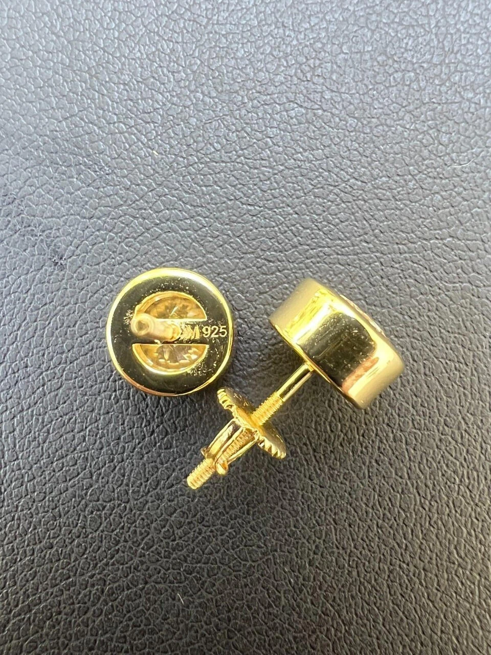 Real Moissanite Bezel Stud Earrings 14k Gold Plated 925 Silver Mens Ladies Iced 7 Real Moissanite Bezel Stud Earrings 14k Gold Plated 925 Silver Mens Ladies Iced - Image 5