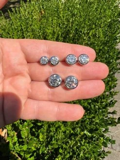 Real Moissanite Bezel Stud Earrings 925 Silver Mens Ladies Iced Diamond Tester ✅ -Harlem Bling Shop harlembling real moissanite bezel stud earrings 925 silver mens ladies iced diamond tester 22802.1667486477