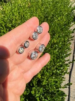 Real Moissanite Bezel Stud Earrings 925 Silver Mens Ladies Iced Diamond Tester ✅ -Harlem Bling Shop harlembling real moissanite bezel stud earrings 925 silver mens ladies iced diamond tester 57859.1667486538