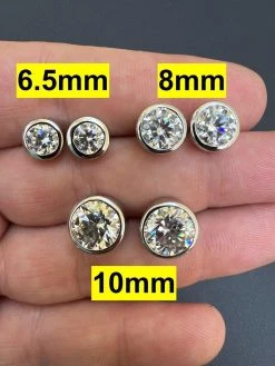 Real Moissanite Bezel Stud Earrings 925 Silver Mens Ladies Iced Diamond Tester ✅ -Harlem Bling Shop harlembling real moissanite bezel stud earrings 925 silver mens ladies iced diamond tester 82456.1667486551