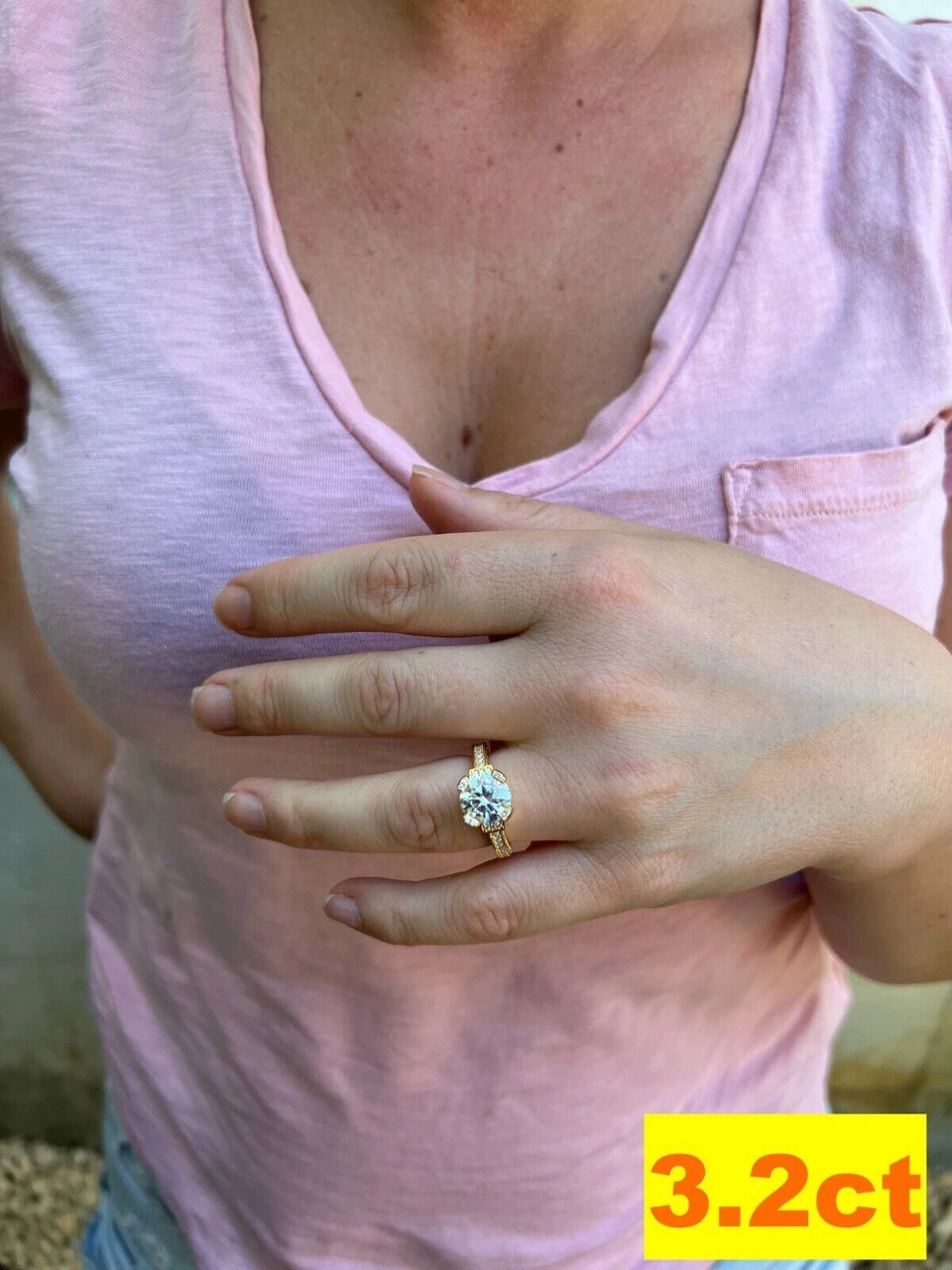 Real Moissanite Engagement Promise Ring 14k Gold Plated 925 Silver 1.2-4.2ct 11 Real Moissanite Engagement Promise Ring 14k Gold Plated 925 Silver 1.2-4.2ct - Image 9