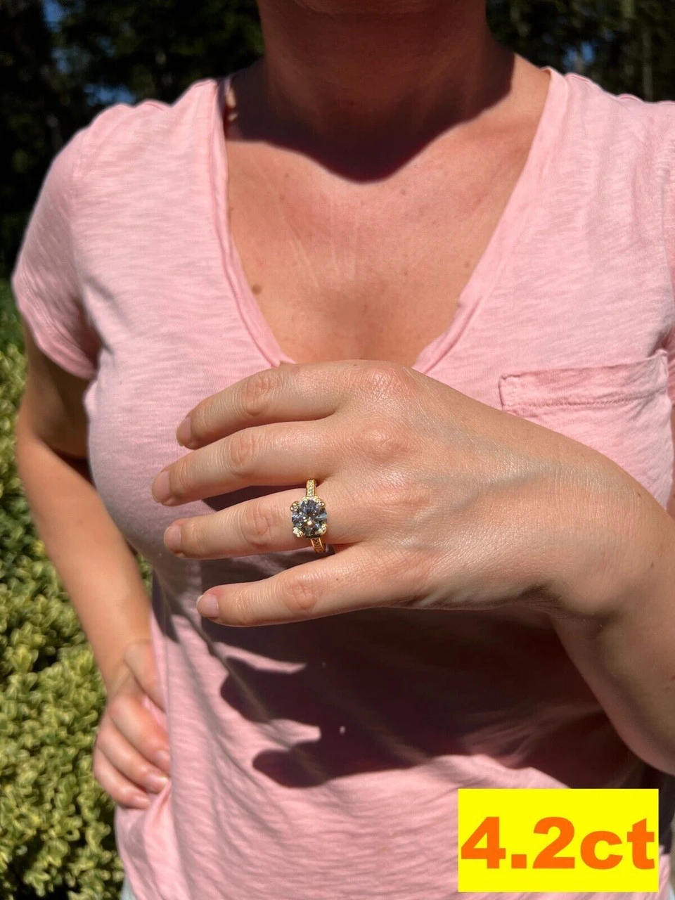 Real Moissanite Engagement Promise Ring 14k Gold Plated 925 Silver 1.2-4.2ct 13 Real Moissanite Engagement Promise Ring 14k Gold Plated 925 Silver 1.2-4.2ct - Image 11