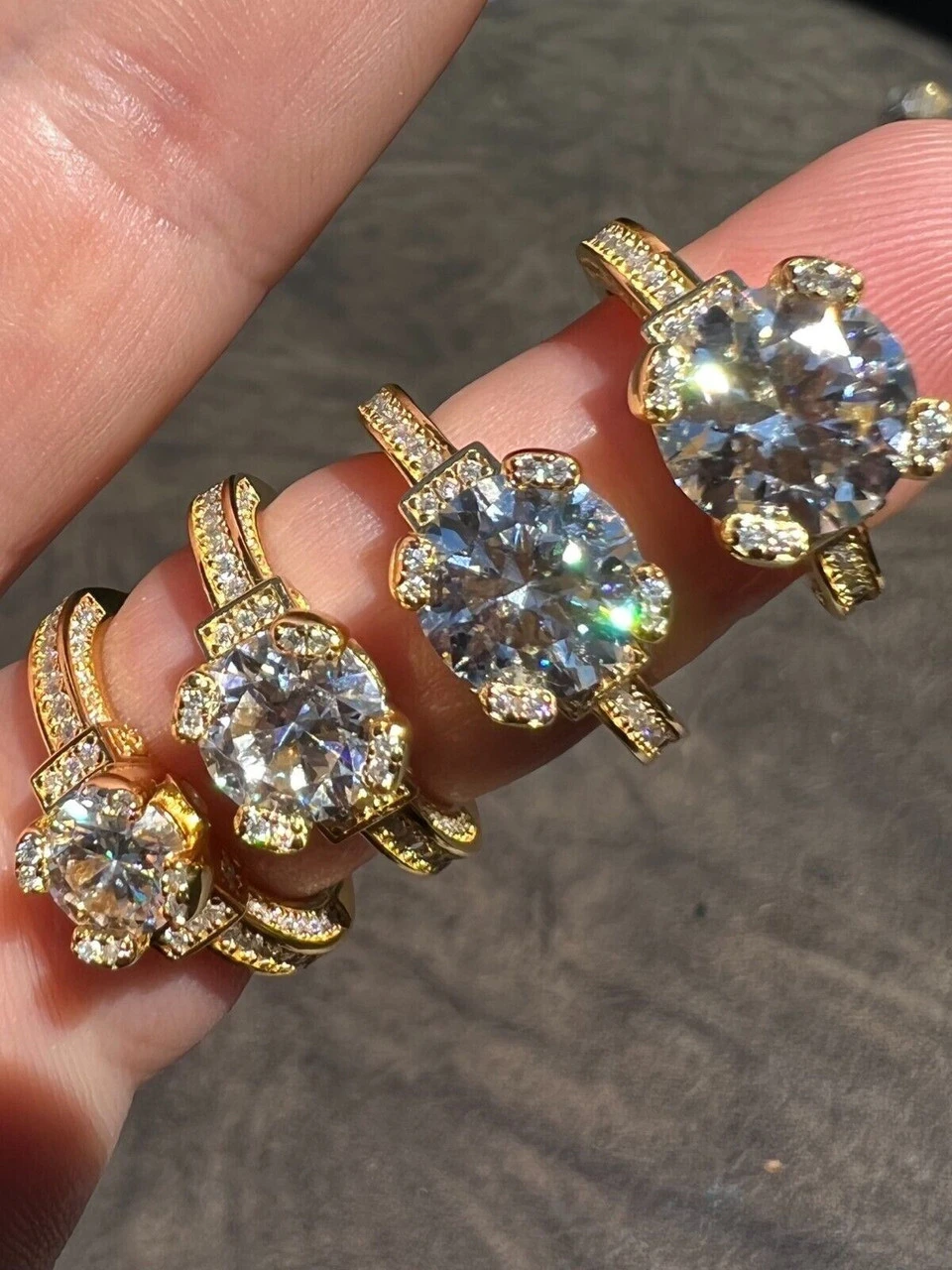 Real Moissanite Engagement Promise Ring 14k Gold Plated 925 Silver 1.2-4.2ct 4 Real Moissanite Engagement Promise Ring 14k Gold Plated 925 Silver 1.2-4.2ct - Image 2