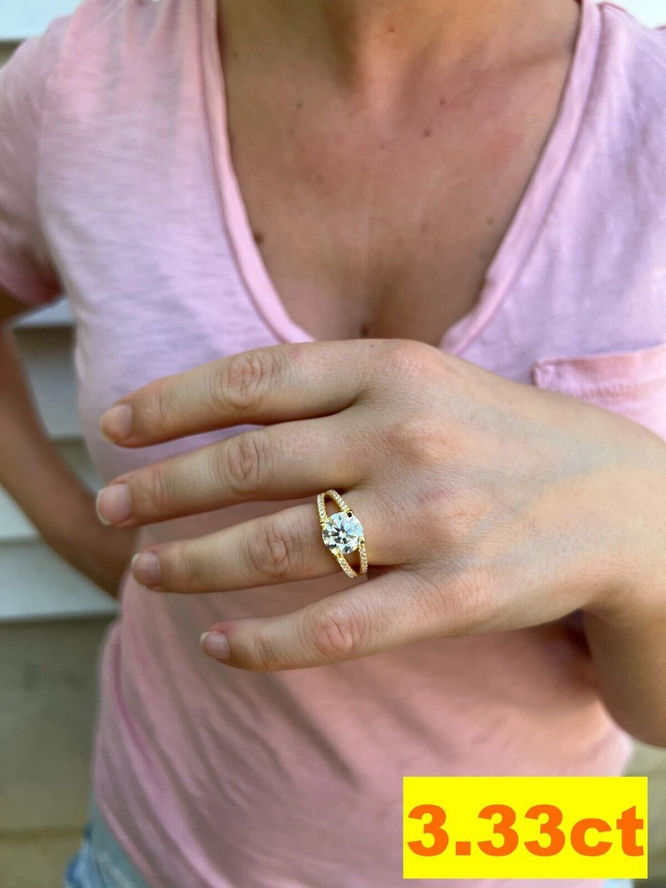 Real Moissanite Engagement Promise Ring 14k Gold Plated 925 Silver Diamond Test 11 Real Moissanite Engagement Promise Ring 14k Gold Plated 925 Silver Diamond Test - Image 9