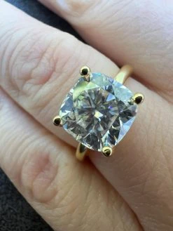 Real Moissanite Engagement Promise Ring Cushion Cut 14k Gold Plated 925 Silver -Harlem Bling Shop harlembling real moissanite engagement promise ring cushion cut 14k gold plated 925 silver 13001.1665755657