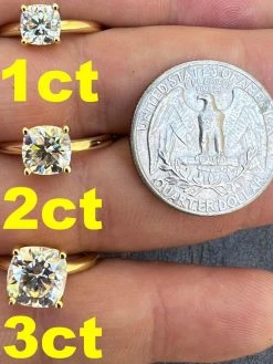 Real Moissanite Engagement Promise Ring Cushion Cut 14k Gold Plated 925 Silver -Harlem Bling Shop harlembling real moissanite engagement promise ring cushion cut 14k gold plated 925 silver 62421.1665755667