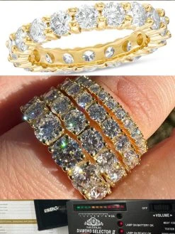 Real Moissanite Eternity Band Wedding Ring Diamond Test 14k Gold Over 925 Silver