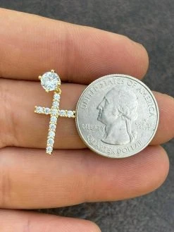 Real MOISSANITE Gold Vermeil Dangle Cross Studs Earrings Iced Pass Diamond Test 19 Real MOISSANITE Gold Vermeil Dangle Cross Studs Earrings Iced Pass Diamond Test -Harlem Bling Shop harlembling real moissanite gold vermeil dangle cross studs earrings iced pass diamond test 18785.1664360373