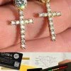 Real MOISSANITE Gold Vermeil Dangle Cross Studs Earrings Iced Pass Diamond Test 1 Real MOISSANITE Gold Vermeil Dangle Cross Studs Earrings Iced Pass Diamond Test -Harlem Bling Shop harlembling real moissanite gold vermeil dangle cross studs earrings iced pass diamond test 37079.1664356017