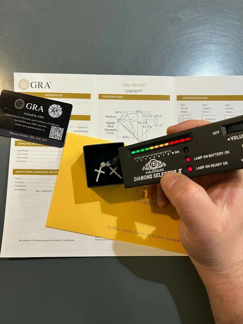 Real MOISSANITE Gold Vermeil Dangle Cross Studs Earrings Iced Pass Diamond Test 13 Real MOISSANITE Gold Vermeil Dangle Cross Studs Earrings Iced Pass Diamond Test - Image 11