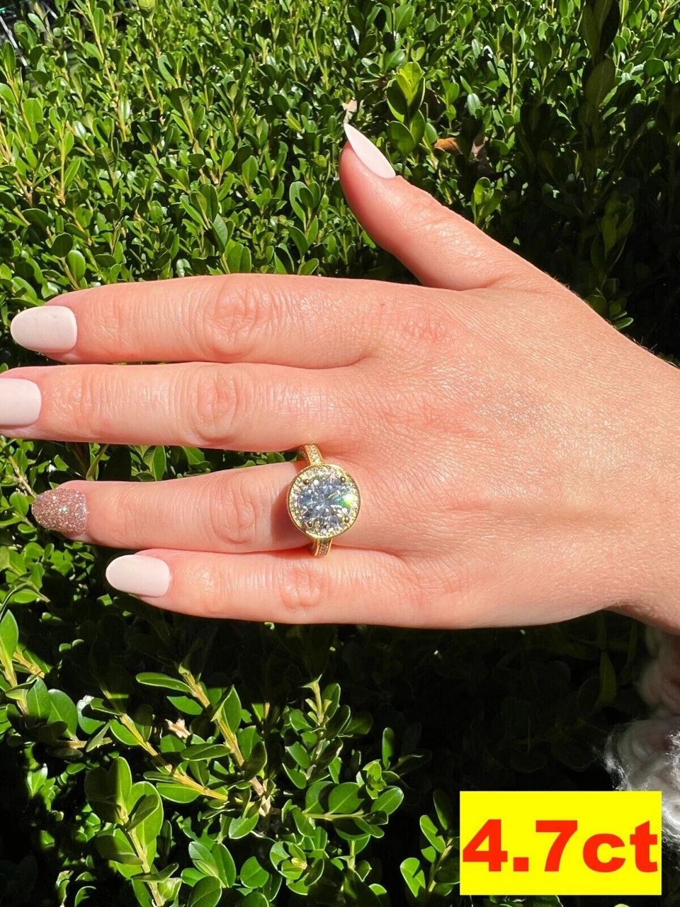 Real MOISSANITE Halo Engagement Promise Ring 14k Gold Plated 925 Silver All Size 11 Real MOISSANITE Halo Engagement Promise Ring 14k Gold Plated 925 Silver All Size - Image 9