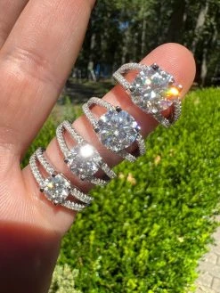 Real Moissanite Halo Engagement Promise Ring 925 Silver Diamond Test ✅ 4 Sizes -Harlem Bling Shop harlembling real moissanite halo engagement promise ring 925 silver diamond test 4 sizes 52681.1664299977