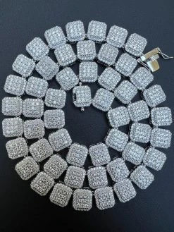 Real MOISSANITE Iced Silver Custom Square Link Chain Pass Diamond Test 18-30" 19 Real MOISSANITE Iced Silver Custom Square Link Chain Pass Diamond Test 18-30" -Harlem Bling Shop harlembling real moissanite iced silver custom square link chain pass diamond test 18 30 00593.1665582596