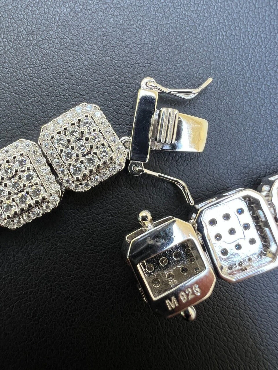 Real MOISSANITE Iced Silver Custom Square Link Chain Pass Diamond Test 18-30" 9 Real MOISSANITE Iced Silver Custom Square Link Chain Pass Diamond Test 18-30" - Image 7