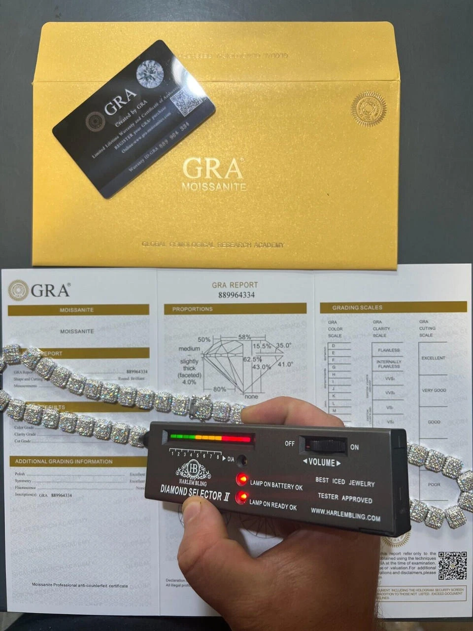 Real MOISSANITE Iced Silver Custom Square Link Chain Pass Diamond Test 18-30" 7 Real MOISSANITE Iced Silver Custom Square Link Chain Pass Diamond Test 18-30" - Image 5