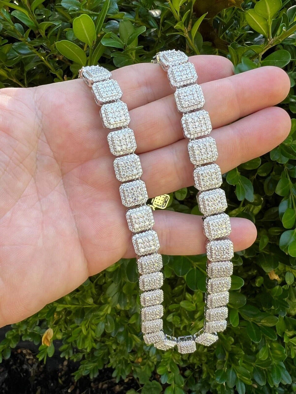 Real MOISSANITE Iced Silver Custom Square Link Chain Pass Diamond Test 18-30" 13 Real MOISSANITE Iced Silver Custom Square Link Chain Pass Diamond Test 18-30" - Image 11
