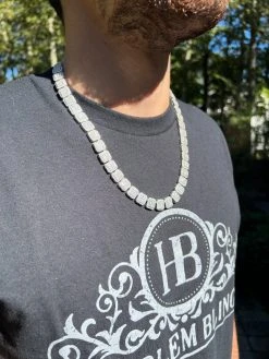 Real MOISSANITE Iced Silver Custom Square Link Chain Pass Diamond Test 18-30" 17 Real MOISSANITE Iced Silver Custom Square Link Chain Pass Diamond Test 18-30" -Harlem Bling Shop harlembling real moissanite iced silver custom square link chain pass diamond test 18 30 83437.1665582610