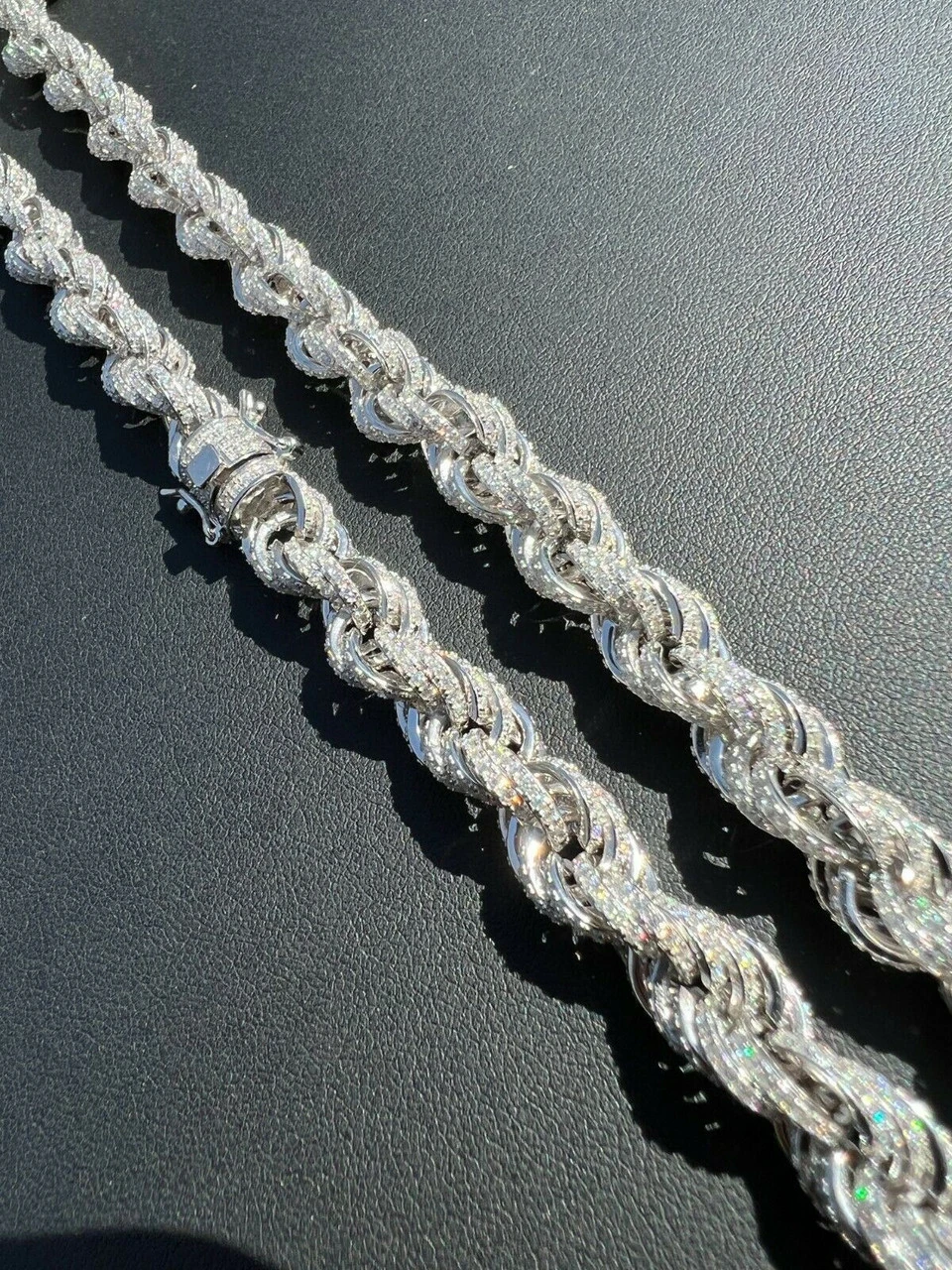 Real MOISSANITE Iced Silver Men's Hip Hop Rope Chain 9mm Thick Pass Diamond Test 9 Real MOISSANITE Iced Silver Men's Hip Hop Rope Chain 9mm Thick Pass Diamond Test - Image 7
