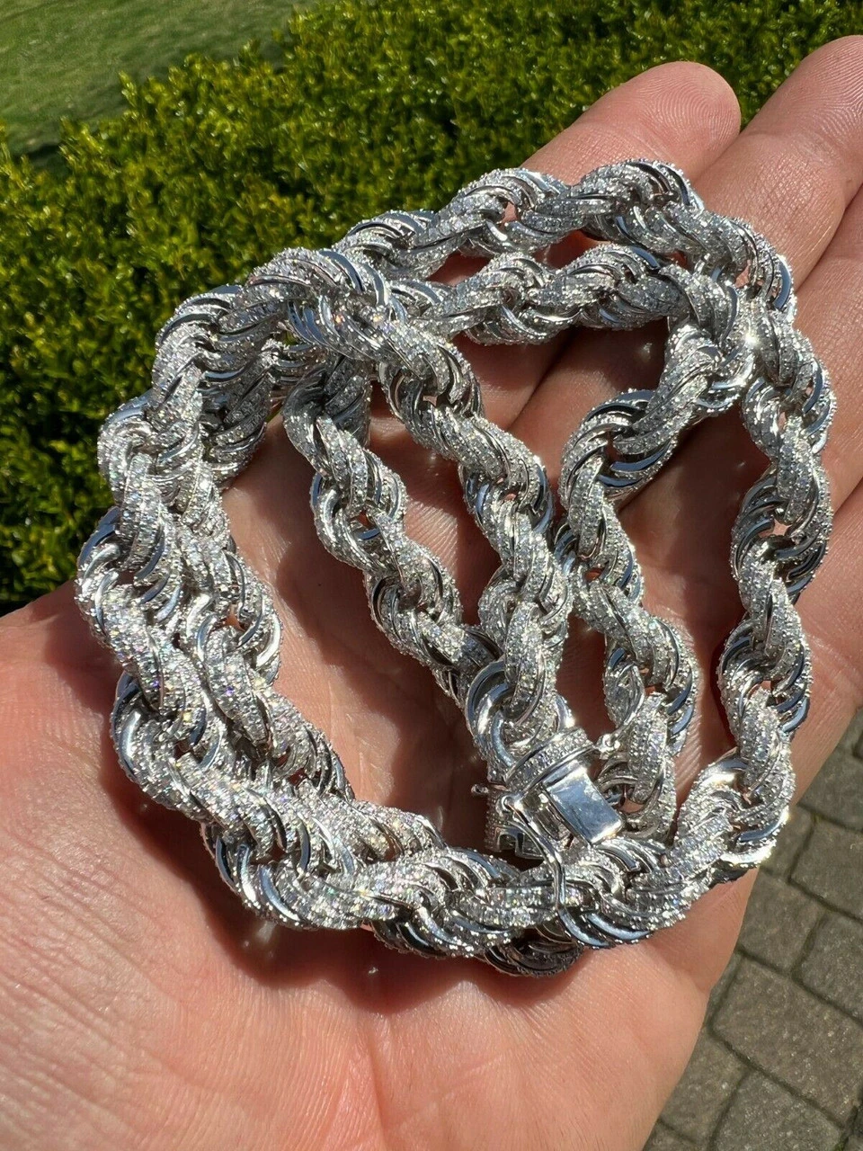 Real MOISSANITE Iced Silver Men's Hip Hop Rope Chain 9mm Thick Pass Diamond Test 11 Real MOISSANITE Iced Silver Men's Hip Hop Rope Chain 9mm Thick Pass Diamond Test - Image 9