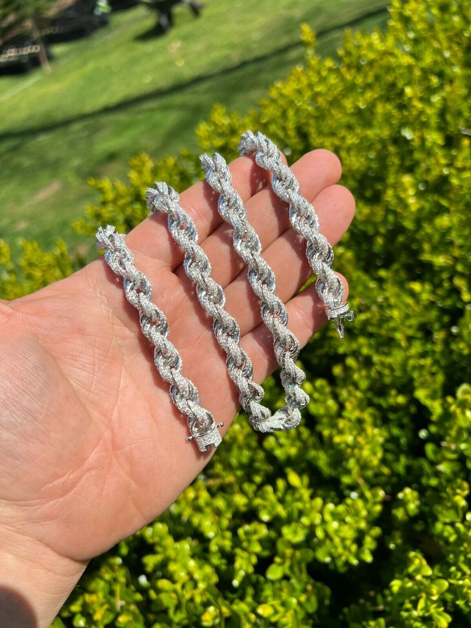 Real MOISSANITE Iced Silver Men's Hip Hop Rope Chain 9mm Thick Pass Diamond Test 13 Real MOISSANITE Iced Silver Men's Hip Hop Rope Chain 9mm Thick Pass Diamond Test - Image 11