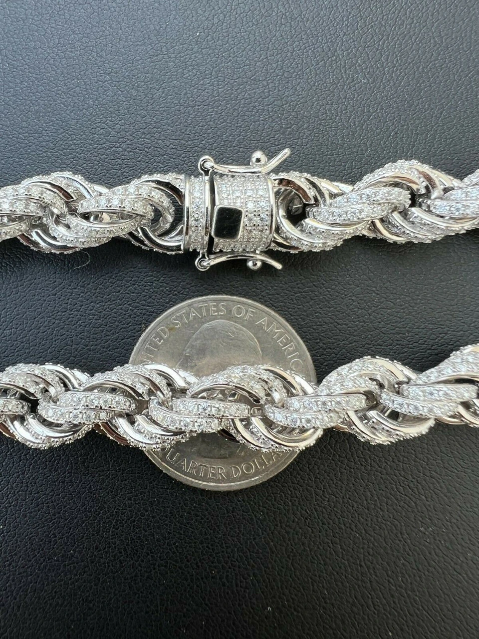 Real MOISSANITE Iced Silver Men's Hip Hop Rope Chain 9mm Thick Pass Diamond Test 7 Real MOISSANITE Iced Silver Men's Hip Hop Rope Chain 9mm Thick Pass Diamond Test - Image 5