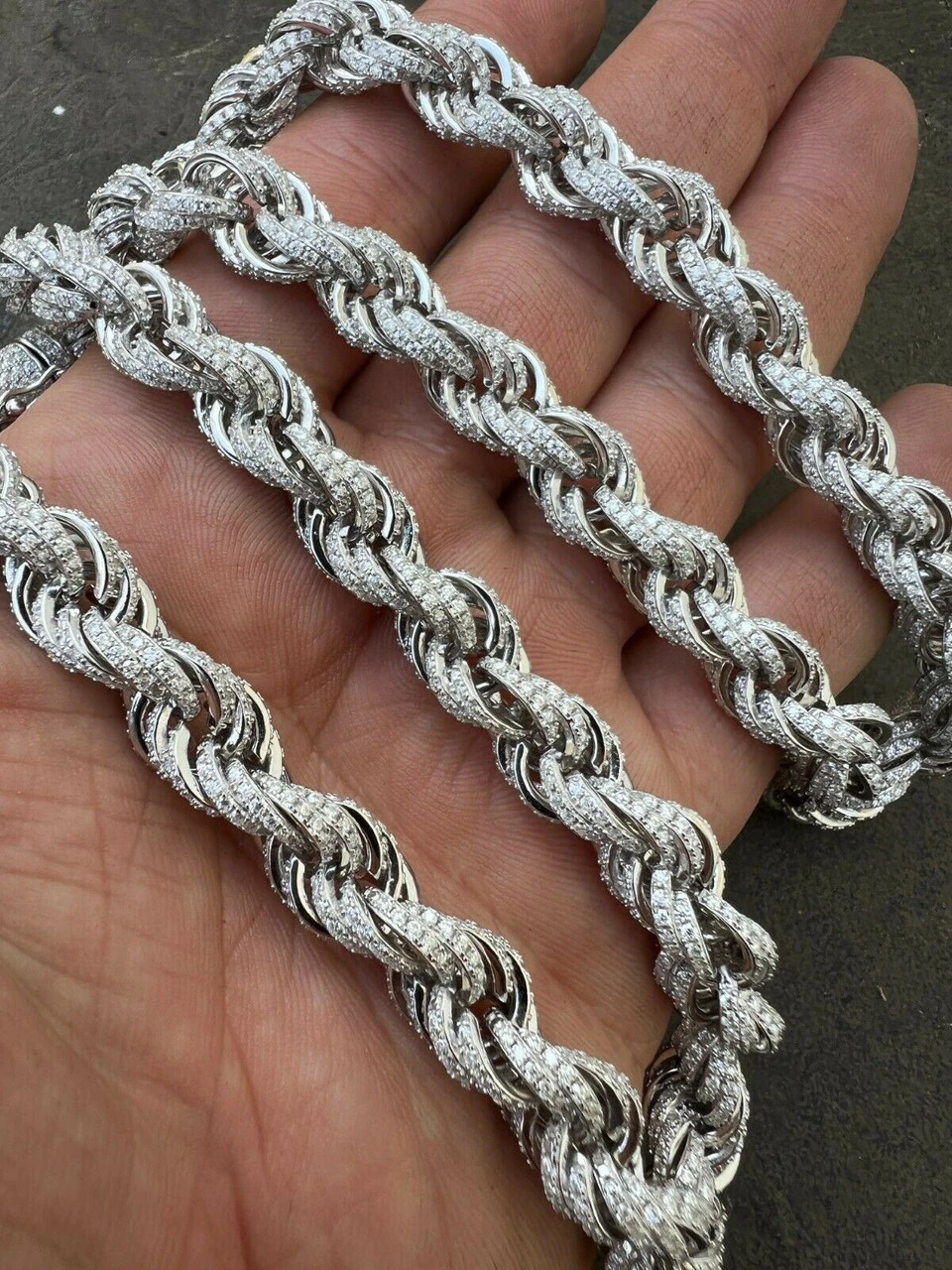 Real MOISSANITE Iced Silver Men's Hip Hop Rope Chain 9mm Thick Pass Diamond Test 12 Real MOISSANITE Iced Silver Men's Hip Hop Rope Chain 9mm Thick Pass Diamond Test - Image 10