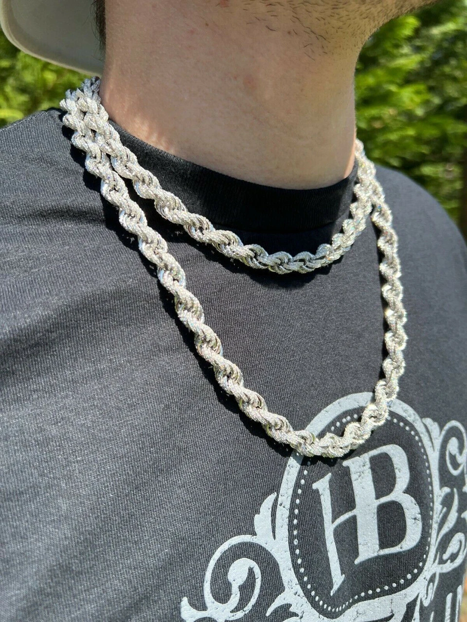 Real MOISSANITE Iced Silver Men's Hip Hop Rope Chain 9mm Thick Pass Diamond Test 8 Real MOISSANITE Iced Silver Men's Hip Hop Rope Chain 9mm Thick Pass Diamond Test - Image 6