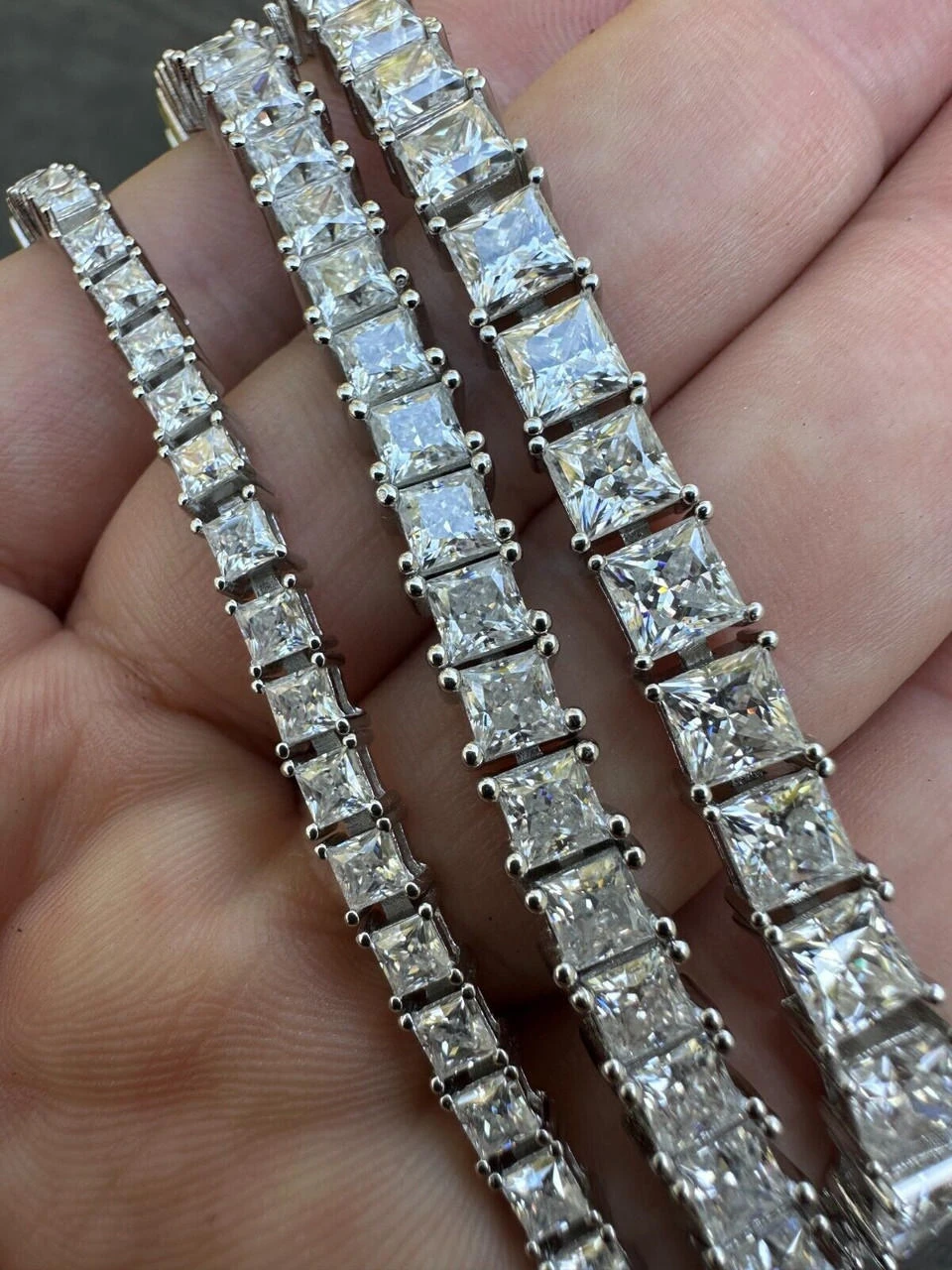 REAL MOISSANITE Iced Square Princess Cut Tennis Bracelet 925 Silver 3-5mm 6-8.5" 11 REAL MOISSANITE Iced Square Princess Cut Tennis Bracelet 925 Silver 3-5mm 6-8.5" - Image 9