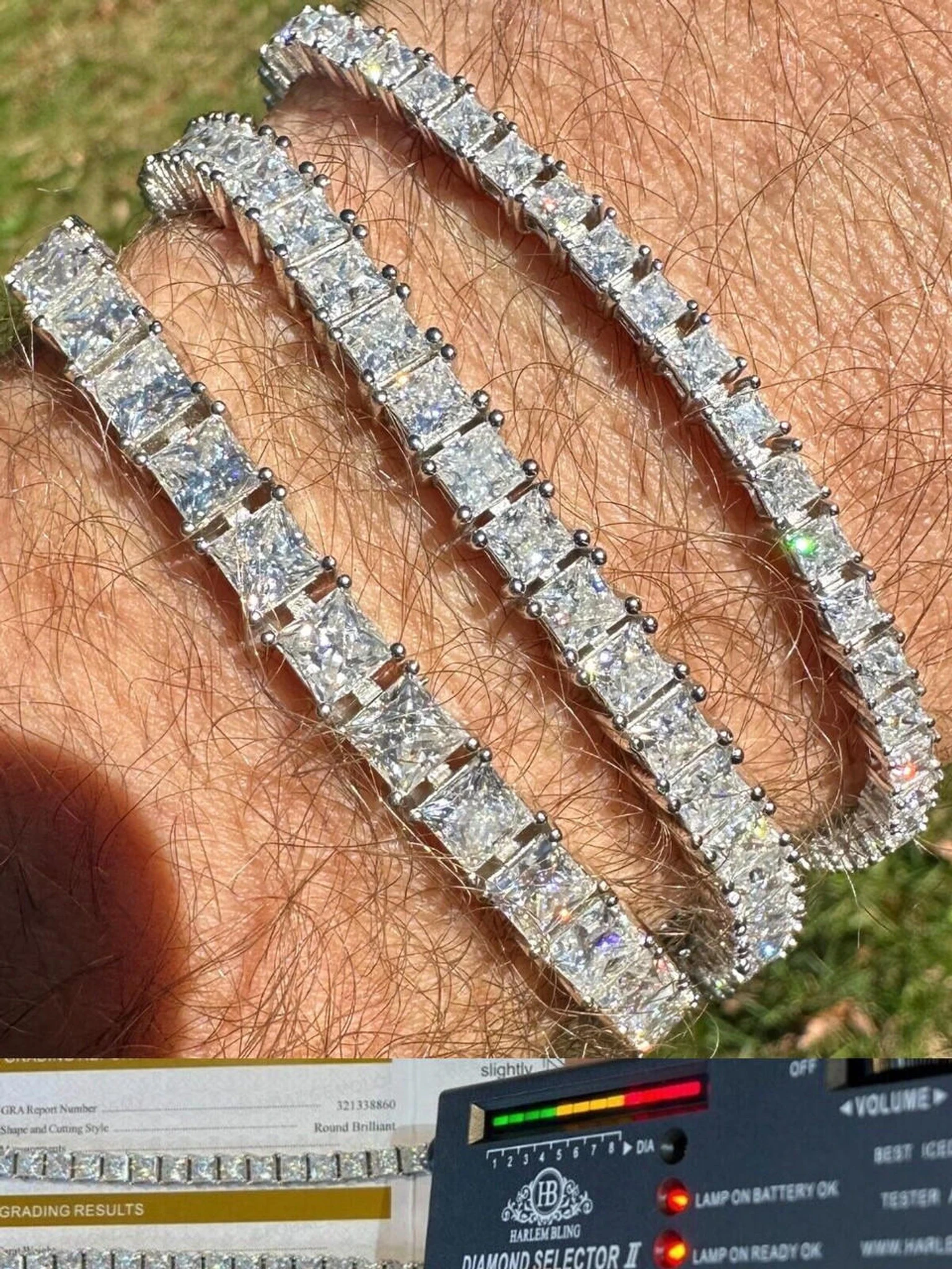 REAL MOISSANITE Iced Square Princess Cut Tennis Bracelet 925 Silver 3-5mm 6-8.5" 3 REAL MOISSANITE Iced Square Princess Cut Tennis Bracelet 925 Silver 3-5mm 6-8.5"