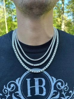 REAL MOISSANITE Iced Square Princess Cut Tennis Chain Necklace 925 Silver 3-5mm 40 REAL MOISSANITE Iced Square Princess Cut Tennis Chain Necklace 925 Silver 3-5mm -Harlem Bling Shop harlembling real moissanite iced square princess cut tennis chain necklace 925 silver 3 5mm 00035.1697164445