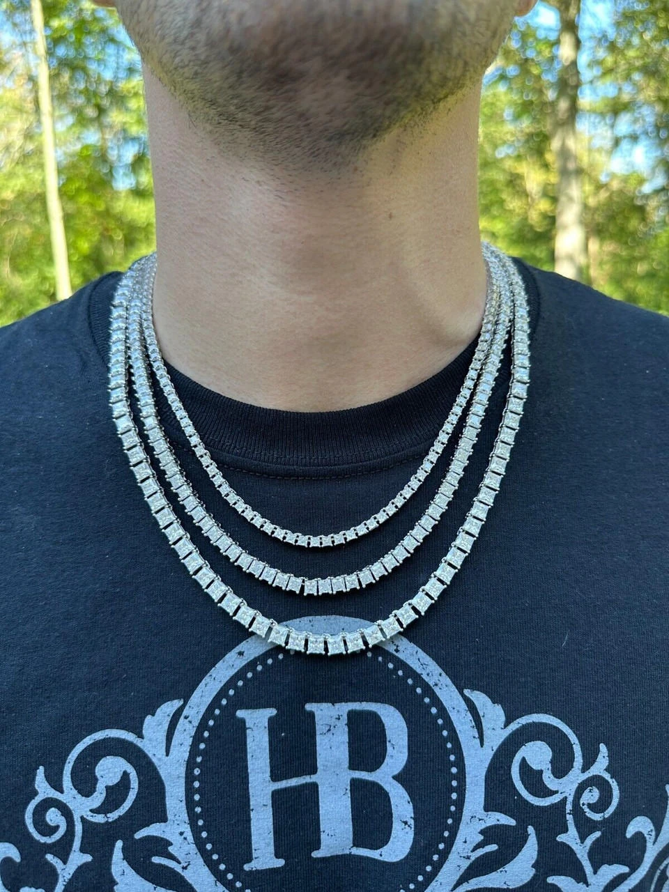 REAL MOISSANITE Iced Square Princess Cut Tennis Chain Necklace 925 Silver 3-5mm 21 REAL MOISSANITE Iced Square Princess Cut Tennis Chain Necklace 925 Silver 3-5mm - Image 19