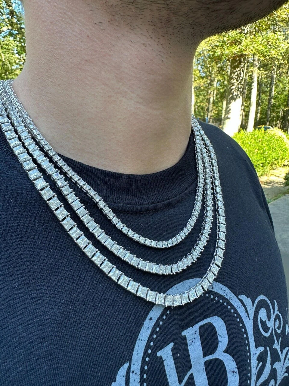 REAL MOISSANITE Iced Square Princess Cut Tennis Chain Necklace 925 Silver 3-5mm 22 REAL MOISSANITE Iced Square Princess Cut Tennis Chain Necklace 925 Silver 3-5mm - Image 20