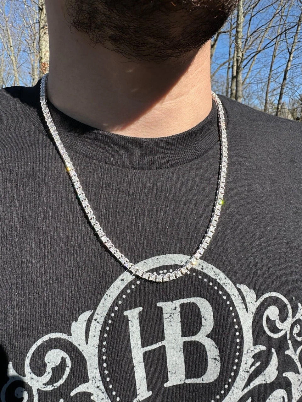 REAL MOISSANITE Iced Square Princess Cut Tennis Chain Necklace 925 Silver 3-5mm 10 REAL MOISSANITE Iced Square Princess Cut Tennis Chain Necklace 925 Silver 3-5mm - Image 8