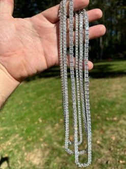 REAL MOISSANITE Iced Square Princess Cut Tennis Chain Necklace 925 Silver 3-5mm 38 REAL MOISSANITE Iced Square Princess Cut Tennis Chain Necklace 925 Silver 3-5mm -Harlem Bling Shop harlembling real moissanite iced square princess cut tennis chain necklace 925 silver 3 5mm 44470.1697164321