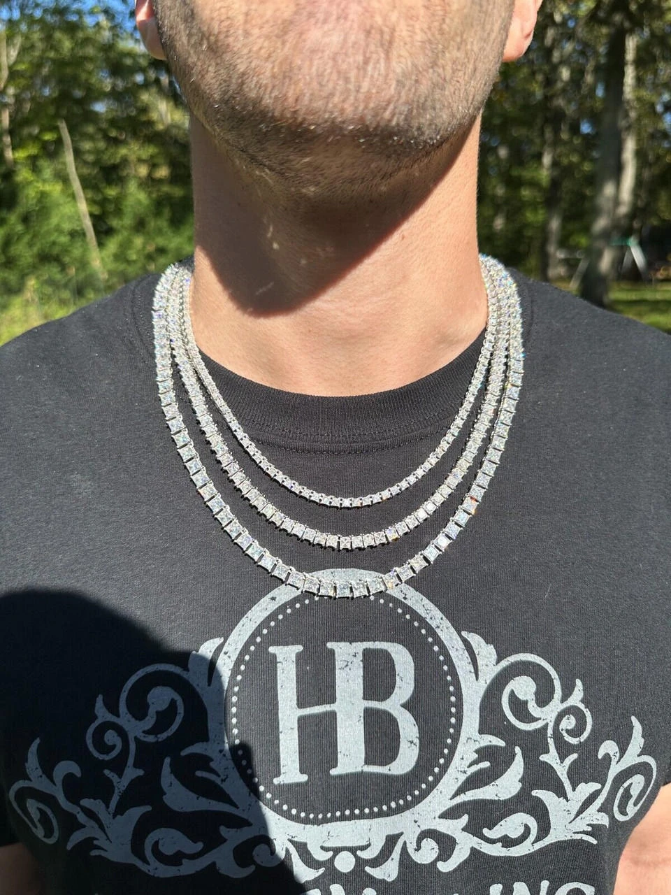 REAL MOISSANITE Iced Square Princess Cut Tennis Chain Necklace 925 Silver 3-5mm 11 REAL MOISSANITE Iced Square Princess Cut Tennis Chain Necklace 925 Silver 3-5mm - Image 9