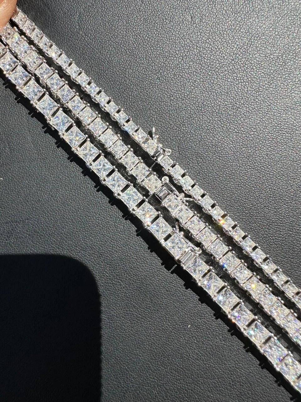 REAL MOISSANITE Iced Square Princess Cut Tennis Chain Necklace 925 Silver 3-5mm 17 REAL MOISSANITE Iced Square Princess Cut Tennis Chain Necklace 925 Silver 3-5mm - Image 15