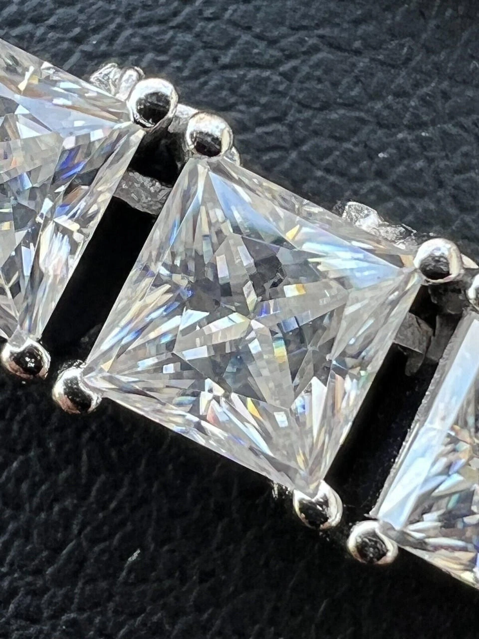 REAL MOISSANITE Iced Square Princess Cut Tennis Chain Necklace 925 Silver 3-5mm 7 REAL MOISSANITE Iced Square Princess Cut Tennis Chain Necklace 925 Silver 3-5mm - Image 5